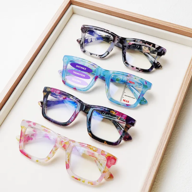 4pcs Oprah-Style Progressive Multifocal Blue Light Blocking Reading Glasses Women's Eyewear Computer Glasses Stylish Retro Frame Design Spring Hinges Durable Lenses Suitable For Daily Wear
