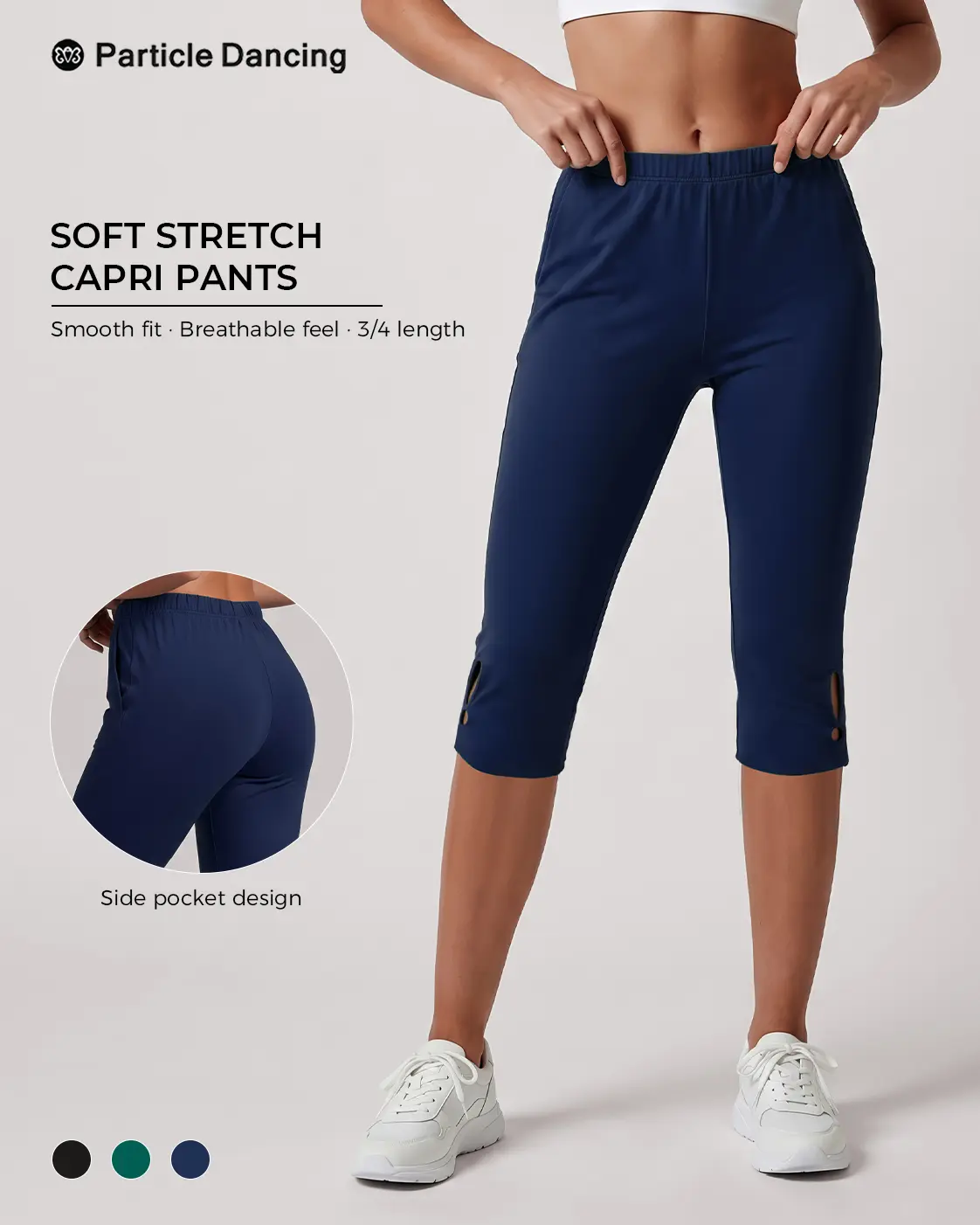 Women’s High-Waist Activewear Capri Training Leggings - 7/8 Stretch Blend Slim-Fitting Fitness Pants with Side Slit, Workout Wear for Pilates, Gym