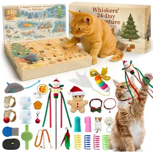 Cat Advent Calendar 2025, 24 Days Christmas Countdown Box for Cats with Interactive Toys, Catnip Balls & Feather Wand, Xmas Holiday Gift for Kittens & Cats Lover FESTIVE CAT ADVENT CALENDAR WITH TOYS