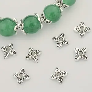 [400pcs Silvery Bead Cap] 300/350/400pcs Antique Silvery Four-leaf Clover Alloy Bead Cap Spacer Bead | Suitable For DIY Jewelry Making Material, Used In Bracelets, Necklaces, Earrings Craft Material