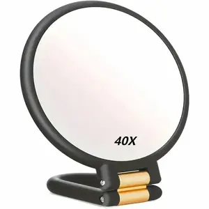 40x Handheld Magnifying Glass with Dual Zoom 1x/40x, Adjustable Handle, Foldable Travel Design, and Gold Accents, Perfect for Makeup and Gifts