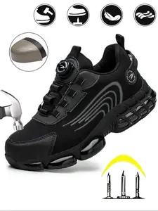 Men's Casual Low Top Work Shoes, Work Protective Shoes, Breathable Comfortable Anti-smash and Anti-puncture Shoes, Fashionable Safety Shoes for Daily Wear