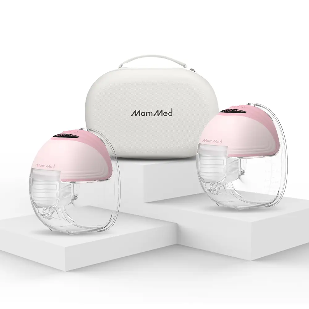 MomMed Wearable Breast Pump S21 With Carry Case,Travel Electirc Breast Pump Kit, Strong Suction And Leak-Proof Design For More Milk, Hands-Free Double