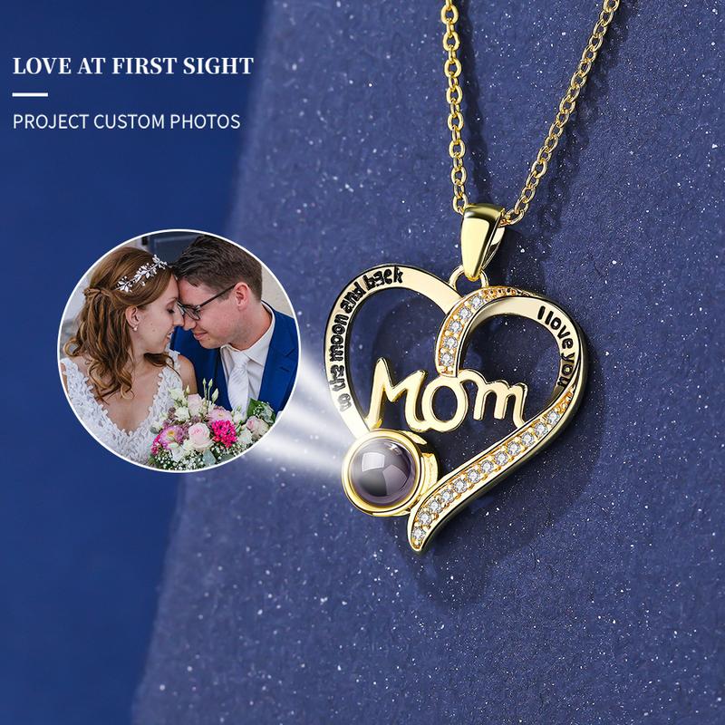 L&M Photo Customizable Alloy Projection Pendant for Chain - Unisex Adults' 1-Piece Copper Jewelry with Micro-Engraving Technology, Custom Content (Contact Us) Words & Patterns, Anniversary Gift (Default "I Love You")