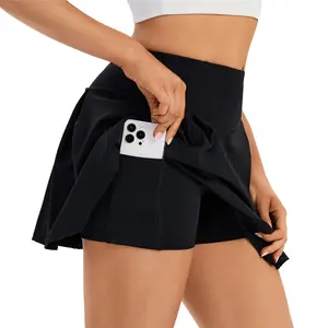 Women‘s Mini Pleated Skirt Workout Golf Tennis Skirt with Pockets Shorts underneath Flowy Cute Sweat Skort Girls Fashion Trendy Clothes Casual Summer