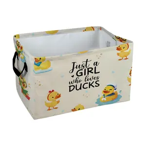 Just a girl Cute Cartoon Ducks Pattern Storage Baskets Storage Boxes Home Decor Storage Clothes Organization And Storage Home Decor Storage Holiday Gifts, Shelf Baskets, Organizer for Clothes, Toys, Books, Playful Design, Laundry Basket
