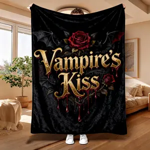 Vampire's Kiss Gothic Flannel Blanket| Cozy for Couch, Bed & Game Room| Perfect Dark Romance Gift