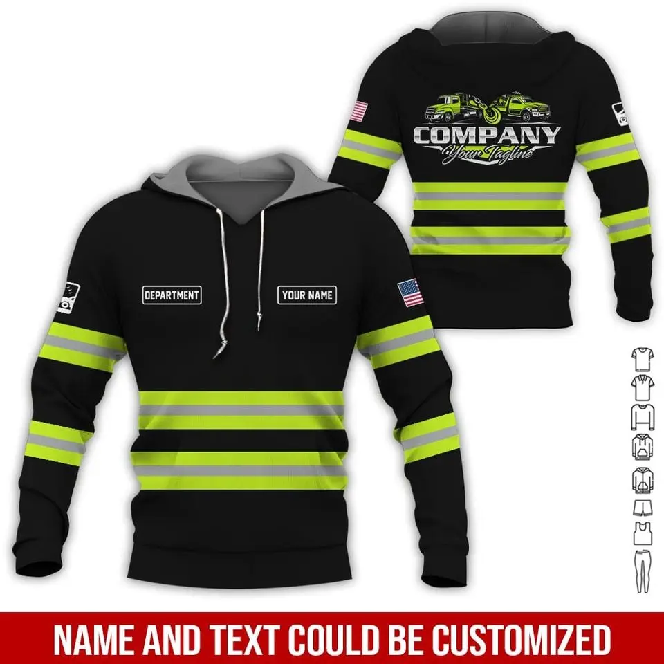 Personalized Name Tow Truck Hoodie: 3D All Over Printed Work Uniform