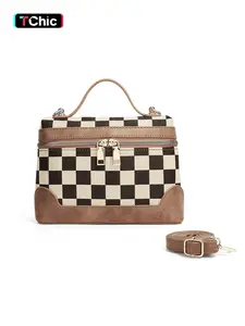 Fashion Checkered Crossbody Bags for Women Lightweight Durable with Adjustable Strap Satchel Plaid Womens CrossBody Purses Checkerboard Shoulder Bag Handbags Fashionable Crossbody Bag Suitable for shopping, dating and traveling