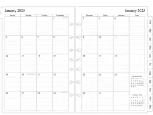 2024-2025 Monthly Planner Refills 5-1/2" x 8-1/2" for 3-Ring or 7-Ring Mini Binders, 14 Months from Nov 2024 to Dec 2025, Desk Size 4, 7-Hole Punched