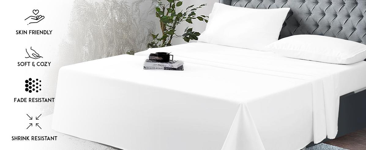 4-Piece Microfiber Sheet Set – 16" Deep Pocket, Soft & Breathable, Wrinkle-Free, Machine Washable – All-Season Luxury Bedding for King/Queen/Full/Twin Sizes, Elegant Three-Line Embroidery, Ultra-Soft Microfiber, Low Maintenance, High Comfort