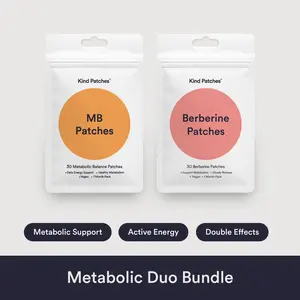 Kind Patches Metabolic Duo Bundle, 30 MB Patches + 30 Berberine Patches, Energy Support, Healthy Metabolism, Steady Release, Vegan