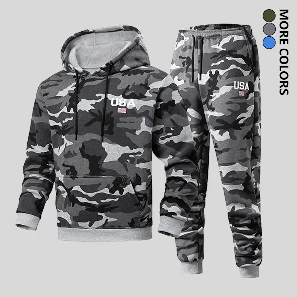 Men's Camouflage Set Spring Autumn Winter Best Selling 100% Polyester Fleece Lined Warm Knit with Slight Stretch Suitable for Hiking Camping Fishing Hunting Running Outdoor Activities