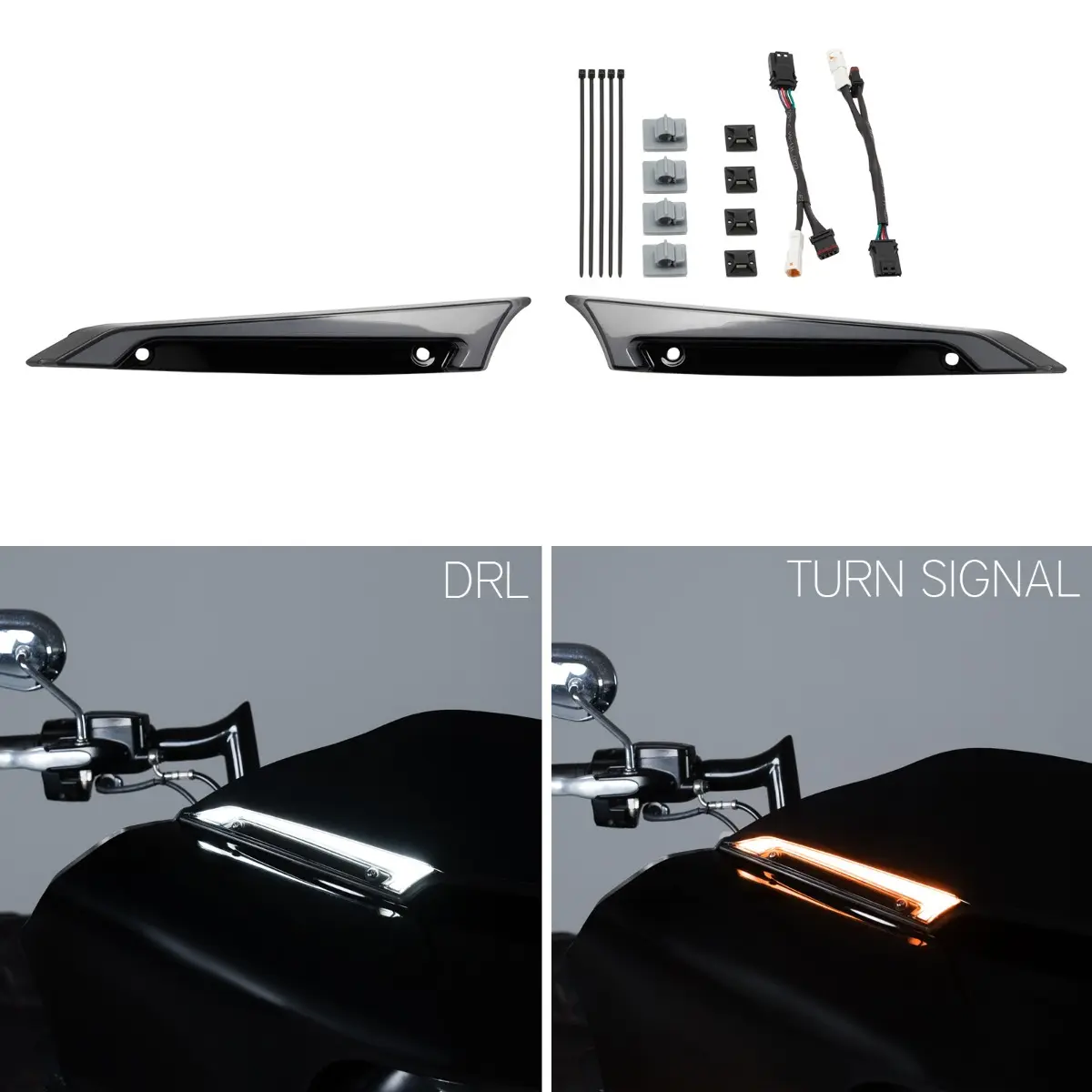 HOGWORKZ® Lumipro™ LED Windshield Trim Lights for Harley® Road Glide '15-'25 | Black