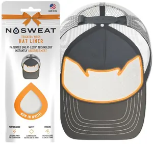 White Nosweat Trucker & Mesh Hat Liner 6 Pack in bow packaging - Hypoallergenic Hat Sweat Absorbing Liners with Patent SweatLock Technology Made in USA