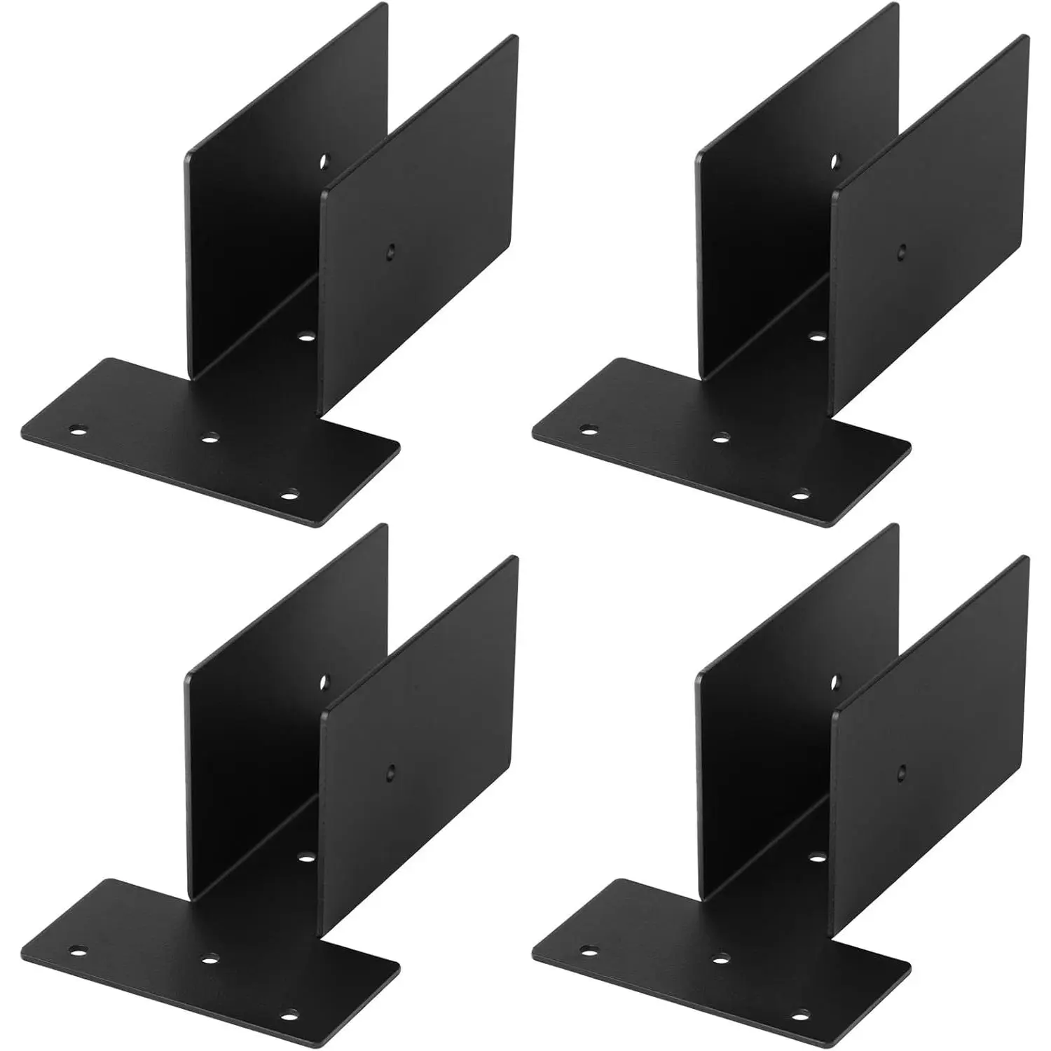 4 Pack 2x4 Black Pergola Top Rafter Brackets, Deck Railing Bracket for Wood, Upper Mount Connector for Gazebo Post and Roof Trusses, Heavy Duty 13 Gauge Steel