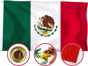 Mexico Mexican Flag 5x8 Outdoor, Double Sided Embroidered Eagle, Bandera De Mexico Mexicana for Wall, Heavy Duty 210D Nylon Mexican MX National Country Flags