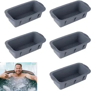 5Pcs Extra Large Ice Block Mold, Grey Silicone Ice Block Molds For Ice Bath Tub, Big Ice Cube Molds For Ice Bath, Ice Maker For Cold Plunge or Coolers, Ice Tray Accessories For Ice Bath Chiller