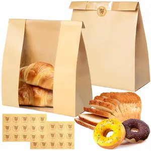 30-Pack Thick Kraft Bread Bags with Window and Seals