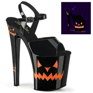 Women's 8-in Stiletto Platform High Heels - XTREME-809JOL Black and Neon Orange, Fashionable Classy Footwear