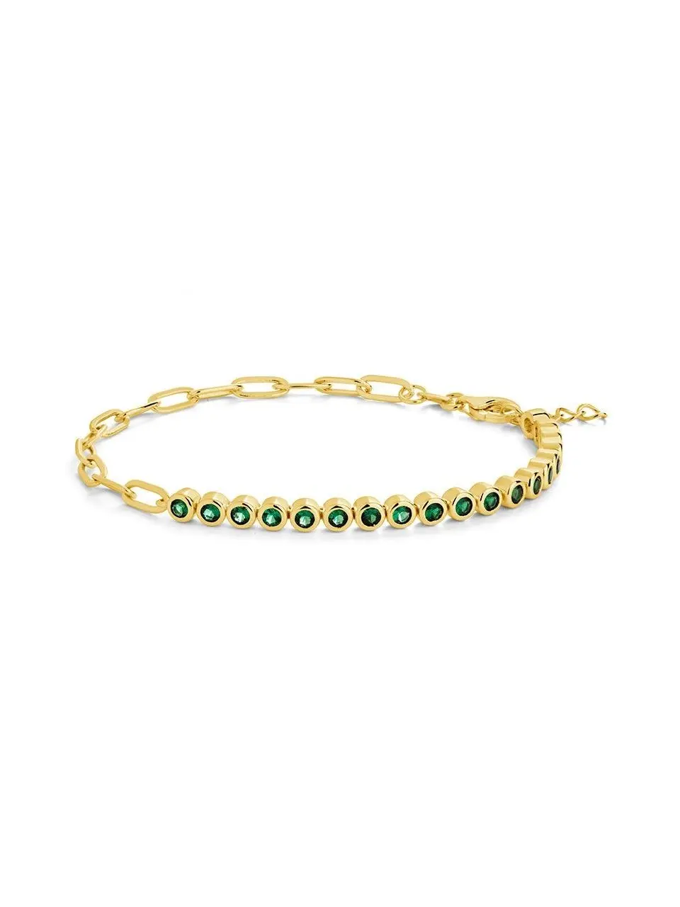 Emerald CZ Tennis & Chain Bracelet