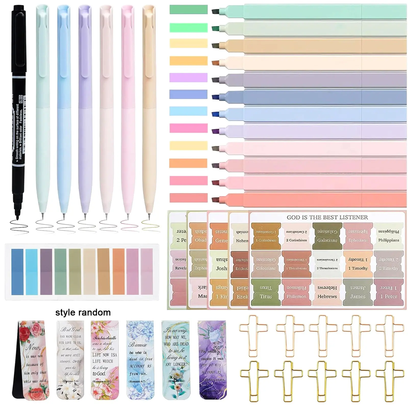 Bible Study Supplies [41 PCS] for Women - Bible Journaling Kit with No Bleed Highlighters & Smooth Writing Pens, Bible Tabs Set and Bible Verse Gifts for Scripture Study