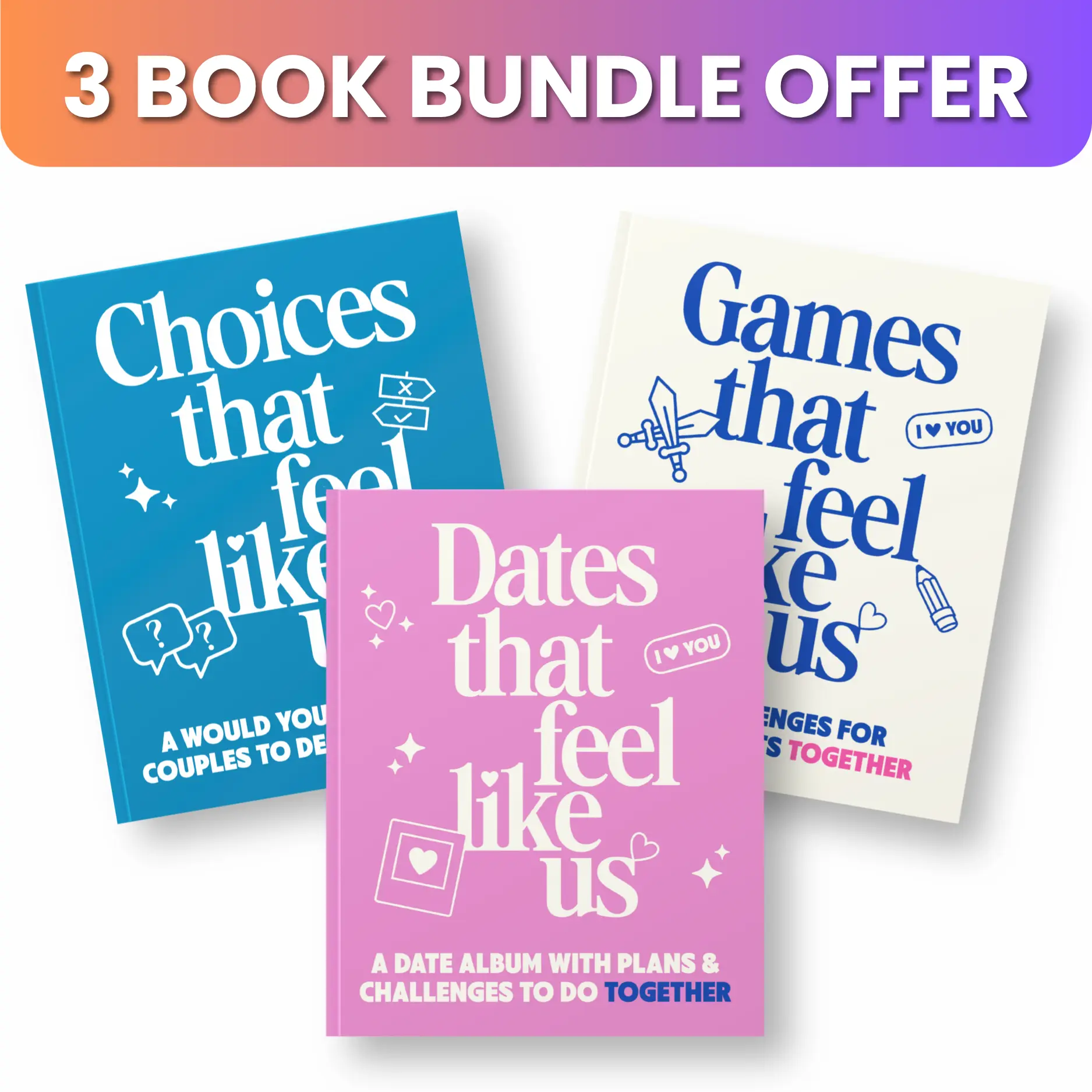 Couples Activity Book Bundle | Date Night Ideas, Fun Games, Would You Rather Questions & Relationship Journal for Couples