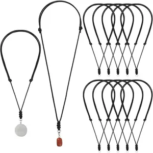 12 Pcs Rope Necklace for Men Vintage Necklace Cord Rope Adjustable Double Knotted Handmade Craft Men Choker with Metal Ring for Hanging Pendants Rope,14-26 Inches