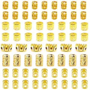 Tuefuzy 100 Pcs Gold Metal Hair Accessory Set - Braid Rings, Cuffs, Clips, Accessories for Women for Dreadlock Braids and Hair Decorations