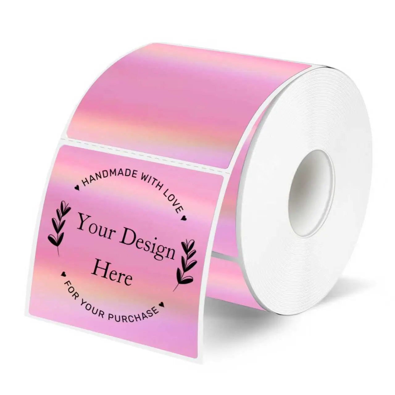 STARBOLING 2"x2" Square Self-Adhesive Holographic Pink Direct Thermal Labels with Sparkle Finish, Customizable Labels for Small Businesses, DIY Design Projects