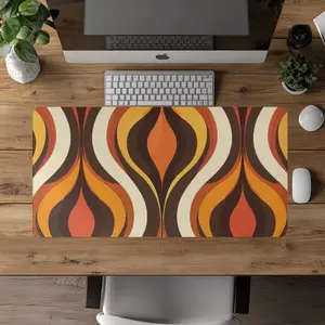 Groovy Retro Desk Mat, Gaming Mouse Pad, 70s Room Decor, Vintage Mousepad, Vintage Office Decor, Geometric Mousepad, Hippie Room Decor