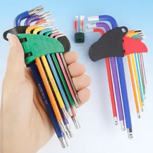 Extended Anti-Slip Hex Key Set 9pcs 1.5-10mm Full Size CR-V Steel Long Arm Allen Wrench for Bike Repair Machinery Equipment Furniture Assembly Tight Space S2 Alloy Durable Corrosion-Resistant Portable Tool Kit Home Car Maintenance
