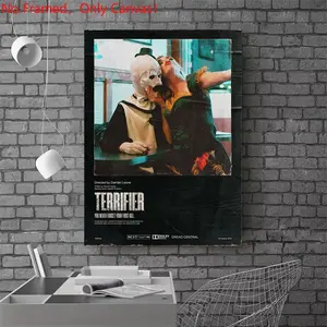 1 piece/set frameless canvas painting print poster, Unframed Canvas Classic Movie scenes Artistic Poster art，Terrifier ， a perfect gift for Movie loves, ideal gift for bedroom, living room, dorm hallway, kitchen, mural, wall decoration, room decor