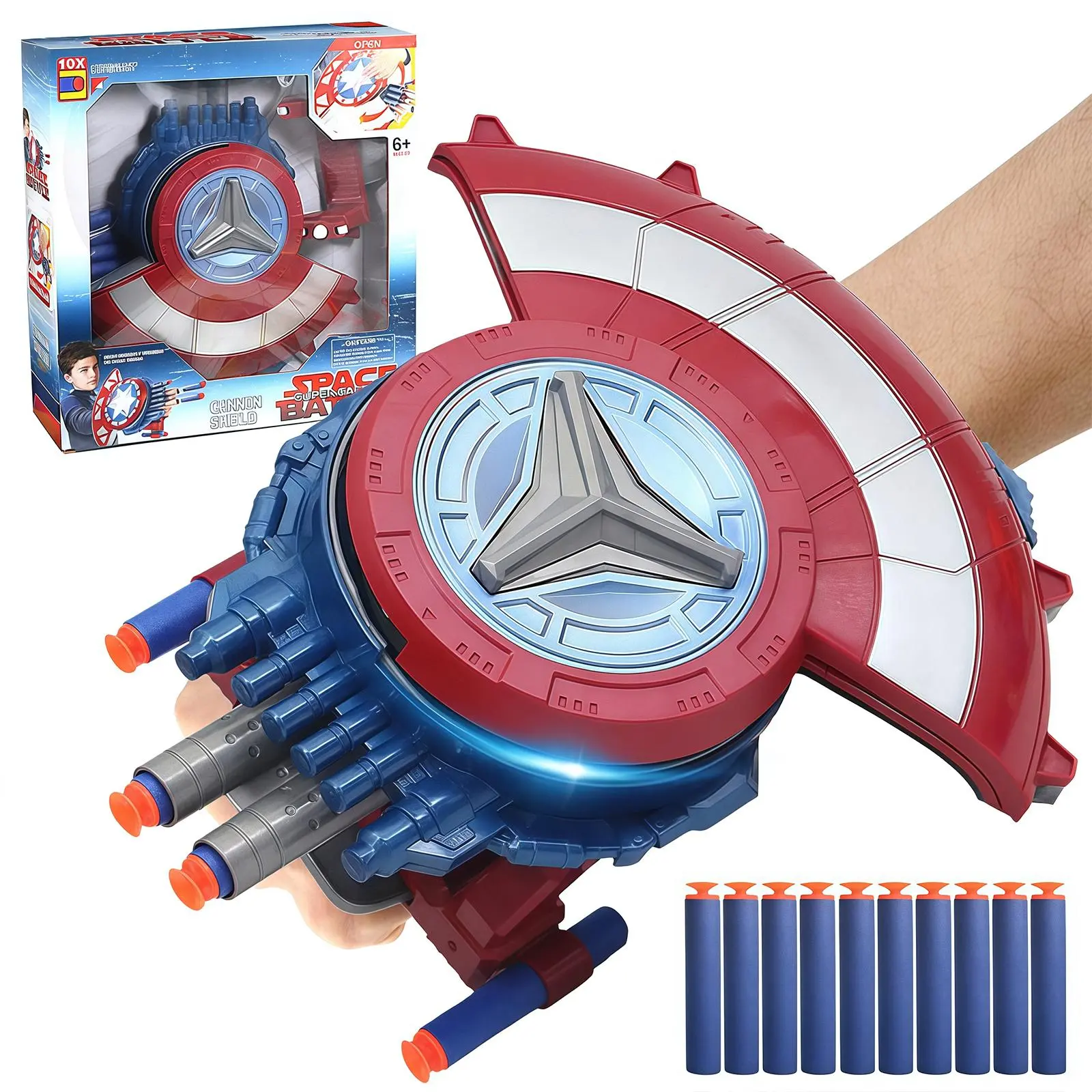 Shield Soft Bullet Launcher Toys Foam Bullets Children's Transformation Gift Catapult Toy Gun Color Box With Complimentary10 Foam Bullets