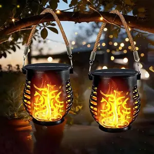 2pc Solar Powered Handheld Flame Lights, Auto-On at Night, Waterproof, Ideal for Outdoor, Garden, Parties, Festive Atmosphere