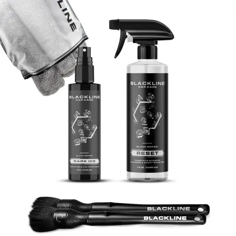 BLACKLINE RESET KIT - Scented Surface Cleaner, Air Freshener, Microfiber Cloth, Soft Brush - Car Detailing Products, Auto Accessories Interior, Car Accessories, Multi-Surface Safe, Upholstery Compatible, Odor Elimination, Streak-Free Finish