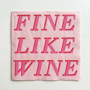 Fine Like Wine Beverage Napkins | Pink Party Napkins | 5''
