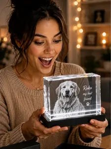 Medium Horizontal 3D Crystal Photo Frame, Home Decor Speciality Photo Display Accessory