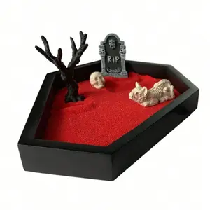 Halloween Sandbox Decoration Miniature Landscape Craft Kit, Personalized Living Room Desktop Decor, Creative Bamboo Sandbox Set