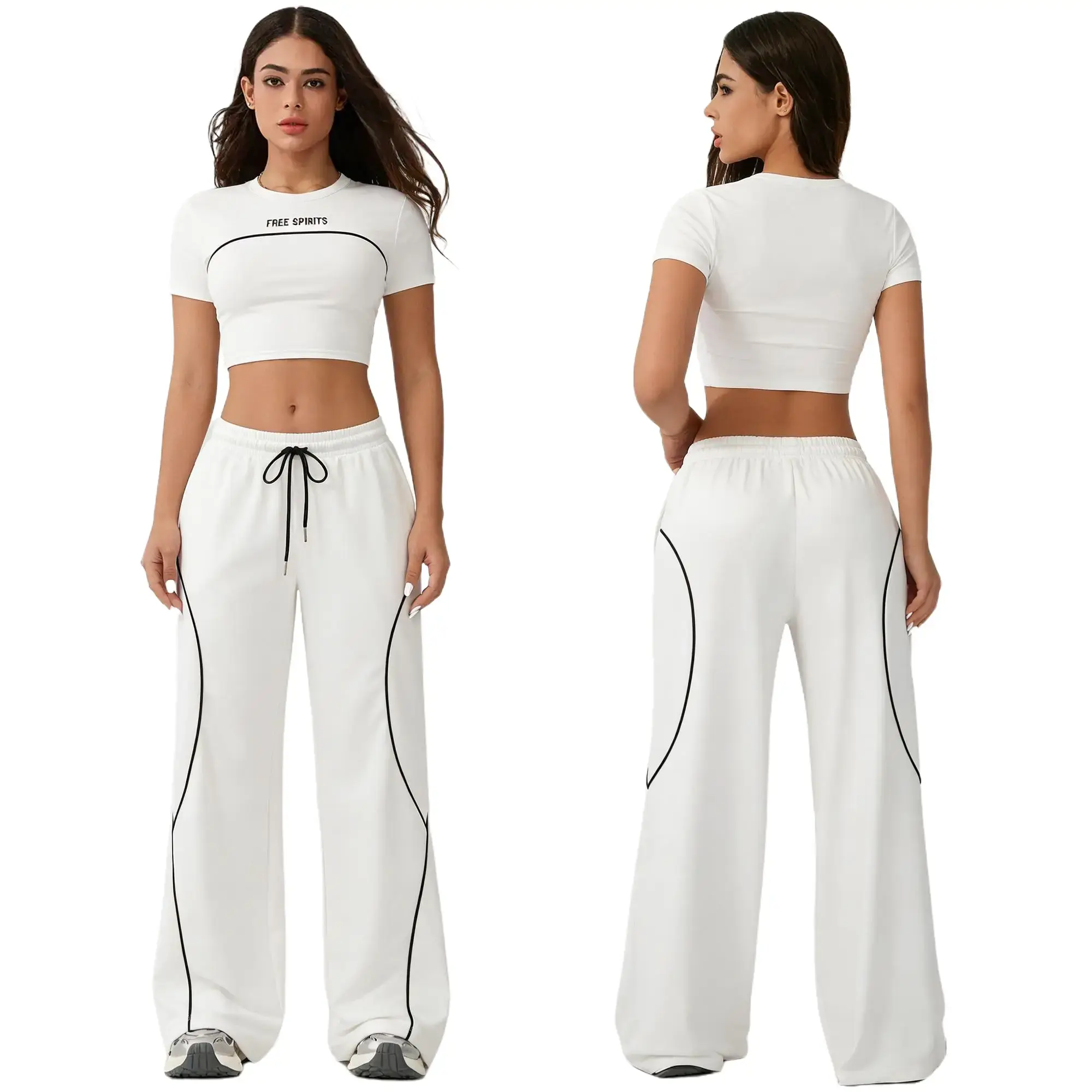 MNLYBABY Women's two-piece casual sets, athletic sets, spring and summer outfits, loose-fit pants sets, athletic wear, fashion apparel