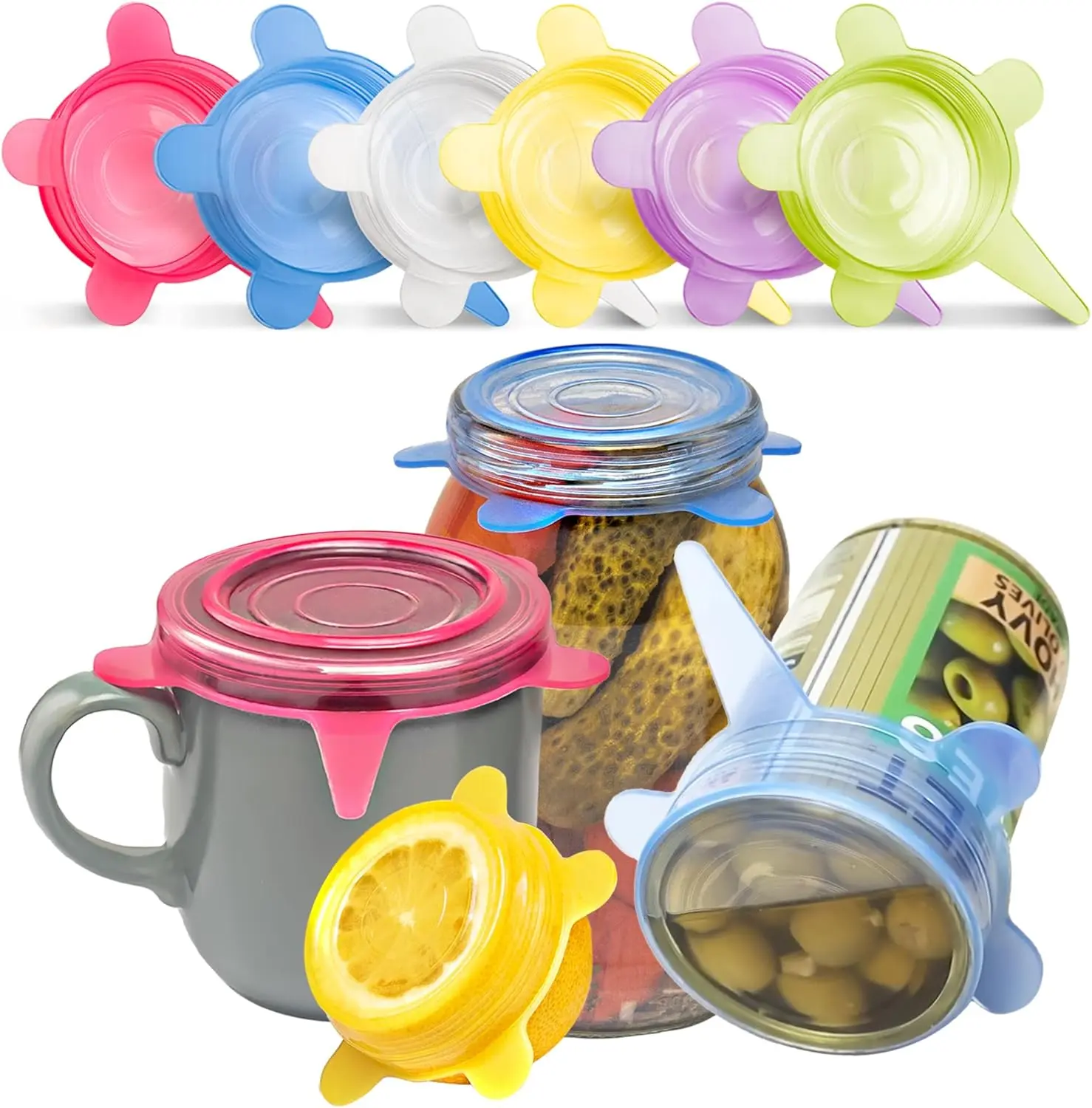 Handy Multicolored Stretch Kitchen Bowl Cover Set - 6-Pack Small Food Storage Utensils, Easy Sealing, Microwave-Safe, Maintains Freshness, Reduces Waste, Food Cover