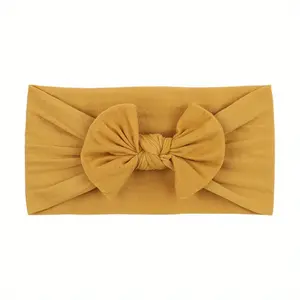 Candy Colors Baby Bowknot Hairband Broadside Headband Kids Girls Boutique Elastic Protect Turban Headwear Kids Hair Accessories