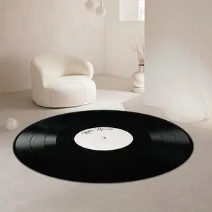 Round Record Pattern Rug, Non-slip Soft Floor Mat, Decorative Carpet for Home Living Room Bedroom, Decorative Area Rug, Home Decor
