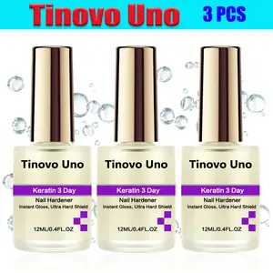 3 PCS Tinovo Uno "Keratin 3 Day" Nail Hardener | Instant Gloss & Ultra Hard Shield 12ML Local warehouse shipping Calcium Clear