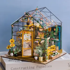 DIY Miniature House Kit Greenhouse, Tiny House Building Set for Adults, Furniture Included, Perfect for Halloween & Christmas Gifts, DIY Building Model, Crafts