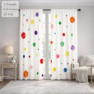 2Pcs Modern Colorful Polka Dot Pattern Sun Blocking Curtains Digital Printed Rod Pocket, Window Treatment For Bedroom Office Kitchen Living Room Study Home Decor