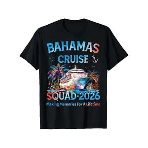 Bahamas Cruise Squad 2026 Matching Family Cruising Trip T-Shirt Comfortable Fit Men'S Tee, Crew Neck, Ultra Soft, Breathable, Moisture Wicking, Casual Summer Tee, Must-Have Fashionable Tee 2026 Summer Short-Sleeve Printed T-Shirt 180G