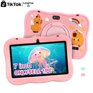 7 Inch Kids Tablet with Capybara Case, Shockproof Design, 360° Stand, HD Screen, Parental Controls, Educational Apps, Dual Camera, Long Battery