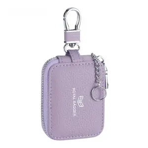 Royal Bagger Genuine Leather Earphone Case & Key Wallet with Keychain