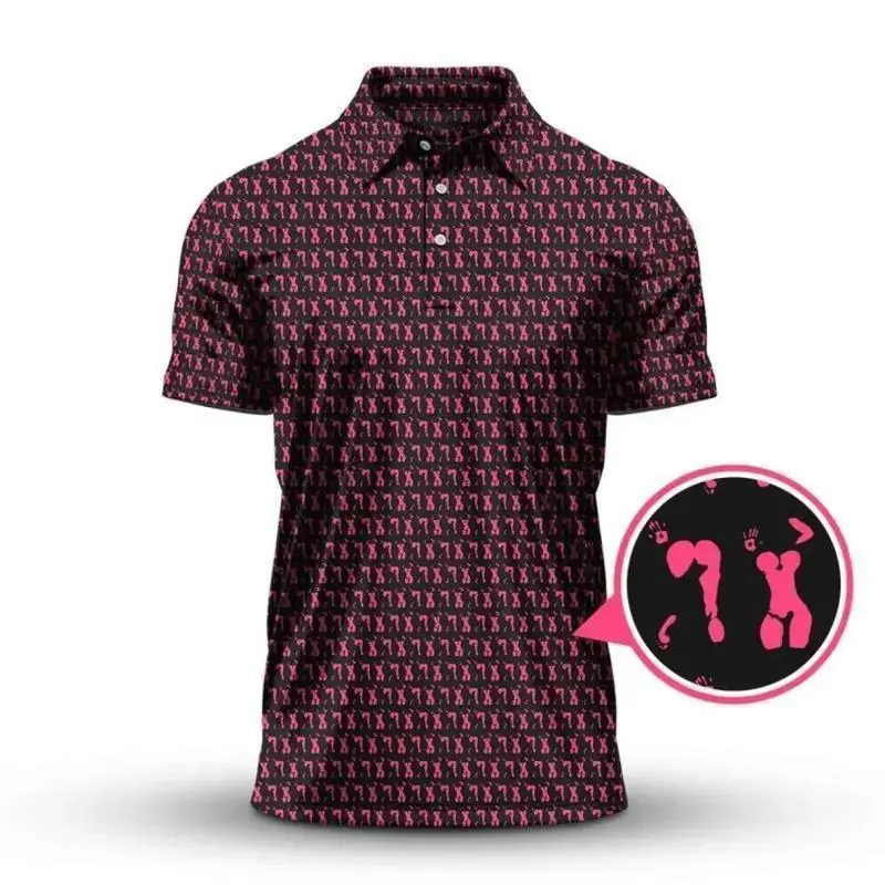 Men's Retro Graphic Golf Polo Shirt | Body Art Print Short Sleeve Top